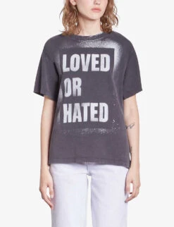 THE KOOPLES Logo Text-print Cotton-jersey T-shirt -Whistles Shop R04187731 BLACKWASHED ALT02