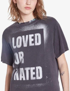 THE KOOPLES Logo Text-print Cotton-jersey T-shirt -Whistles Shop R04187731 BLACKWASHED ALT04