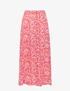 Whistles Blurred-stroke Print A-line Recycled Viscose-blend Midi Skirt