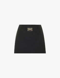 Dolce & Gabbana Ottoman Logo-plaque Woven Mini Skirt