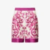 Dolce & Gabbana Maioliche Graphic-print Silk Shorts -Whistles Shop R04188995 TRISMAIOLICHEFUXIA M