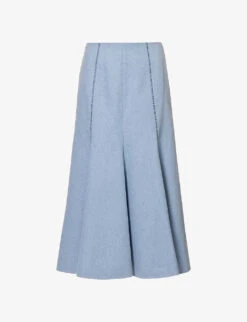Amy Pleated-hem Upcycled-cotton Midi Skirt
