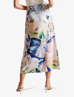 Ted Baker Salleey Floral-print Woven Midi Skirt -Whistles Shop R04189315 WHITE ALT03