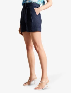 Ted Baker Reeane Belted Linen Shorts -Whistles Shop R04189331 NAVY ALT02