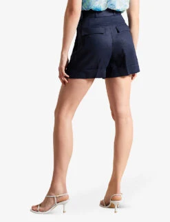 Ted Baker Reeane Belted Linen Shorts -Whistles Shop R04189331 NAVY ALT03