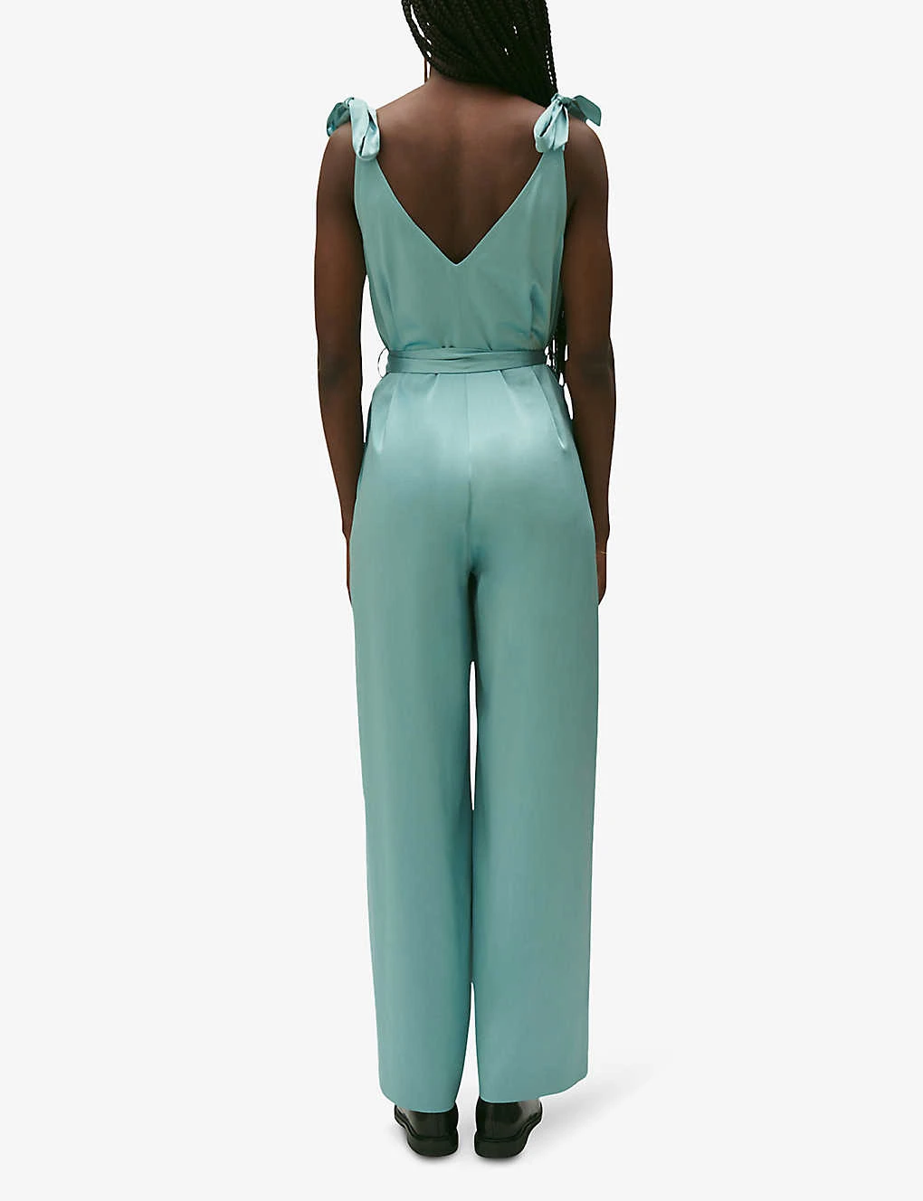 CLAUDIE PIERLOT Jizzie V-neck Satin Jumpsuit 6 CLAUDIE PIERLOT Jizzie V-neck Satin Jumpsuit - Image 4