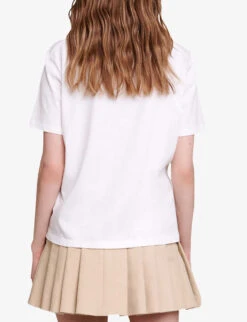 Maje Tamina 'Paris' Chiffon-lettering Cotton T-shirt -Whistles Shop R04190012 BLANC ALT03