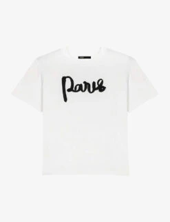Maje Tamina 'Paris' Chiffon-lettering Cotton T-shirt
