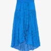 Maje Japra Smocked-hem Asymmetric-waist Satin Midi Skirt -Whistles Shop R04190044 BLEUS M