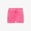 Juicy Couture Brand-embroidered Elasticated-waist Velour Shorts -Whistles Shop R04191478 RASPBERRYROSE167 M
