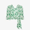 Graphic-print Wide-sleeve Woven Wrap Top -Whistles Shop R04191960 GREEN M