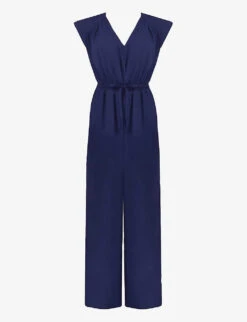 Shirred-waist Wide-leg EcoVero Viscose-blend Jumpsuit