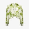 Palm-print Cropped Crepe-woven Shirt -Whistles Shop R04191965 GREEN M