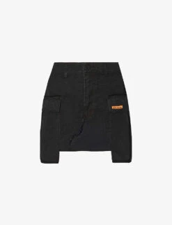 Raw-hem Cotton And Linen-blend Mini Skirt