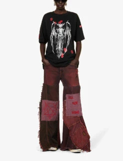 Charli Cohen X Diablo IV Graphic-print Relaxed-fit Organic-cotton T-shirt -Whistles Shop R04192233 BLACKRED ALT01