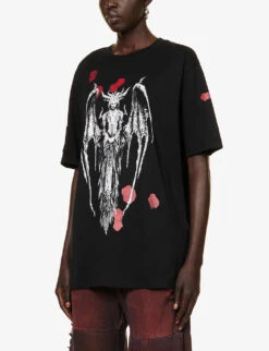 Charli Cohen X Diablo IV Graphic-print Relaxed-fit Organic-cotton T-shirt -Whistles Shop R04192233 BLACKRED ALT02