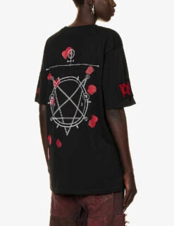 Charli Cohen X Diablo IV Graphic-print Relaxed-fit Organic-cotton T-shirt -Whistles Shop R04192233 BLACKRED ALT03