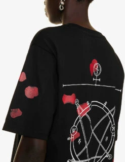 Charli Cohen X Diablo IV Graphic-print Relaxed-fit Organic-cotton T-shirt -Whistles Shop R04192233 BLACKRED ALT04
