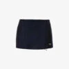 Prada Low-rise Logo-patch Cashmere Mini Skirt -Whistles Shop R04192406 BLEU M