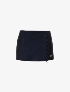 Prada Low-rise Logo-patch Cashmere Mini Skirt