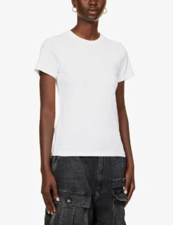 Uma Picot-trim Organic-cotton T-shirt -Whistles Shop R04193680 WHITE ALT02