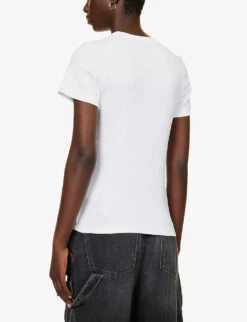 Uma Picot-trim Organic-cotton T-shirt -Whistles Shop R04193680 WHITE ALT03