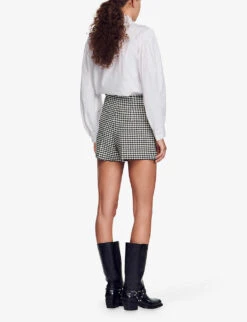 Sandro Lounie Houndstooth Stretch-woven Shorts -Whistles Shop R04194616 NOIRGRIS ALT03