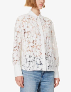 ME AND EM Floral-embroidered Recycled-polyester-blend Blouse -Whistles Shop R04194879 SOFTWHITE ALT02