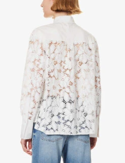 ME AND EM Floral-embroidered Recycled-polyester-blend Blouse -Whistles Shop R04194879 SOFTWHITE ALT03