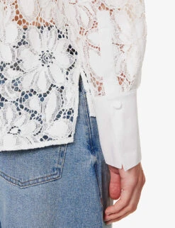 ME AND EM Floral-embroidered Recycled-polyester-blend Blouse -Whistles Shop R04194879 SOFTWHITE ALT05
