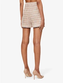 SELF PORTRAIT Belted Mid-rise Woven Shorts -Whistles Shop R04195766 PINK ALT03