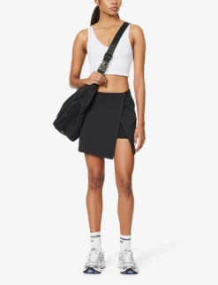 Girlfriend Collective Float Split-hem Stretch-recycled-polyester Mini Skort -Whistles Shop R04196143 BLACK ALT01