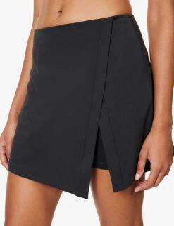 Girlfriend Collective Float Split-hem Stretch-recycled-polyester Mini Skort -Whistles Shop R04196143 BLACK ALT04