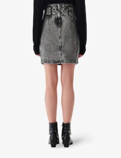 IRO Jazzino Wide-waistband Faded Denim Midi Skirt -Whistles Shop R04196523 BLA34 ALT03