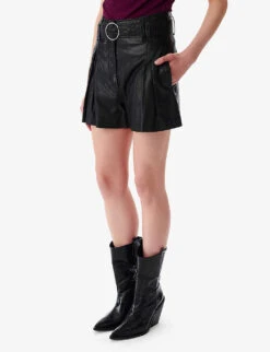 IRO Paoli Belted Leather Shorts -Whistles Shop R04196558 BLA01 ALT02