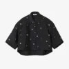 Sandro Mentissa Crystal-embellished Woven Shirt 2 Sandro Mentissa Crystal-embellished Woven Shirt -Whistles Shop R04197499 NOIRGRIS M