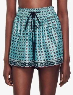 Sandro Louxor Graphic-print Woven Shorts 11 Sandro Louxor Graphic-print Woven Shorts -Whistles Shop R04197507 BRUNS ALT04