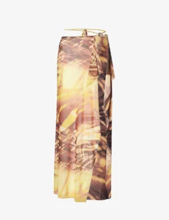 Jaded London Aphrodite Abstract-print Stretch-woven Midi Skirt