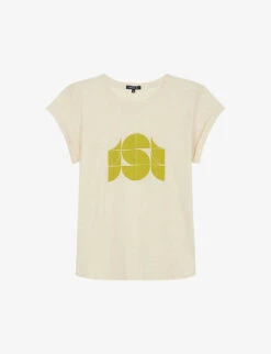 Soeur Valentina Brand-print Organic-cotton And Linen-blend T-shirt