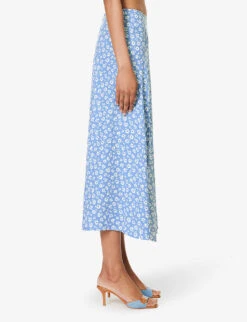 Zoe Floral-pattern Crepe Midi Skirt -Whistles Shop R04203310 ROMI ALT02