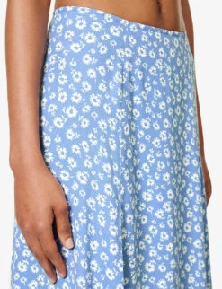 Zoe Floral-pattern Crepe Midi Skirt -Whistles Shop R04203310 ROMI ALT04