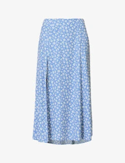 Zoe Floral-pattern Crepe Midi Skirt