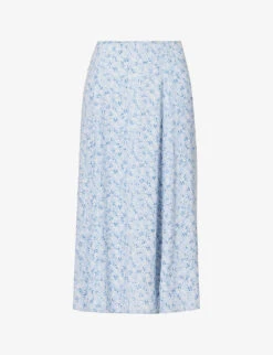 Zoe Floral-print Regular-fit Woven-blend Midi Skirt