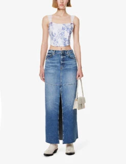 Tazz Mid-rise Contrast-stitched Regular-fit Denim Maxi Dress -Whistles Shop R04203333 HEMLOCK ALT01