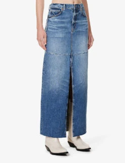 Tazz Mid-rise Contrast-stitched Regular-fit Denim Maxi Dress -Whistles Shop R04203333 HEMLOCK ALT02