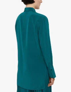 Joseph Bold Relaxed-fit Silk-crepe Shirt -Whistles Shop R04203797 DARKTEAL ALT03