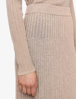 Joseph Ribbed A-line Wool Midi Skirt -Whistles Shop R04203816 WARMTAUPE ALT02
