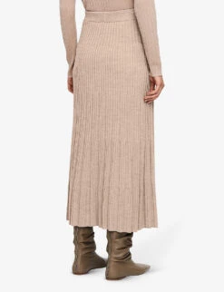 Joseph Ribbed A-line Wool Midi Skirt -Whistles Shop R04203816 WARMTAUPE ALT03