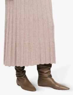 Joseph Ribbed A-line Wool Midi Skirt -Whistles Shop R04203816 WARMTAUPE ALT04