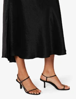 Vince Regular-fit Flared-hem Woven Midi Skirt -Whistles Shop R04204787 BLACK001BLK ALT04